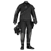 Scubapro Evertech Drysuit | The Evertech Dry Breathable is a premium trilaminate drysuit designed for avid divers and loaded with features. Built with a breathable fabric nylon/PU/nylon trilaminate blend, stitched and waterproof taped seams, a diagonal front waterproof zipper, a Si-Tech ring seal system for wrists and neck and Si-Tech valves, this fabric suit is top quality throughout. A pair of large cargo pockets, lightweight attached boots and blue suspenders are just a few of the standard features included with a suit designed to keep you warm, dry and comfortable in all water conditions. | Available at Scuba Center in Eagan, Minnesota