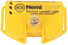 I916 ACR Hemi Water Activated Light -- Bright, steady .75cd light. Compact size for convenient storage. Operates in fresh or salt water. Operating life exceeds 8 hours at -1 degree C (30 degrees F) Water Activated. Complies with USCG/SOLAS