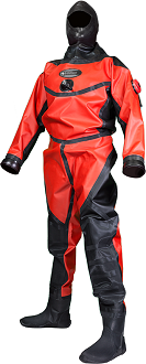 Whites Drywear Hazmat Public Safety Drysuit  | The Hazmat Public Safety Drysuit is designed with the professional Public Safety diver in mind. Countless Fire Dept.’s, Sheriff’s Dept.’s and rescue teams have been using the Whites Hazmat for years. This suit has been designed with this diver in mind; the most popular features & options have become standard to meet the Public Safety diver’s needs. | Standard feature on the Whites Hazmat Public Safety drysuit, the SI Tech contaminated water exhaust valve has a dual exhaust to ensure that no contaminates enter the suit through the exhaust valve. | Authorized Whites Public Safety & Commercial Dealer | Search and Rescue equipment available at Scuba Center in Eagan, Minnesota 
