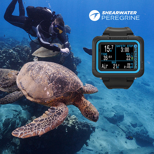 Embark on your adventure into diving with Shearwater. The Peregrine is a simple and easily accessible, full colour, multi-gas dive computer. The Peregrine is your ideal companion for many adventures to come.